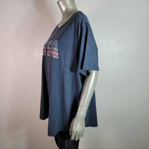 Maurices USA Graphic‎ Tee Plus Size 2X 3X Soft Comfortable Short Sleeve Blue NWT - Picture 4 of 5